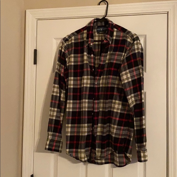 Polo red, white & black plaid button down - Picture 1 of 1